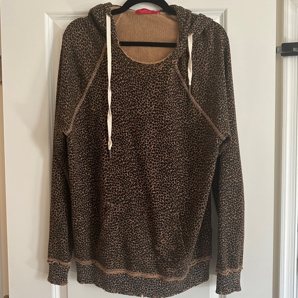 n: philanthropy Cheetah Distressed Hooded Sweatshirt - Picture 3 of 7